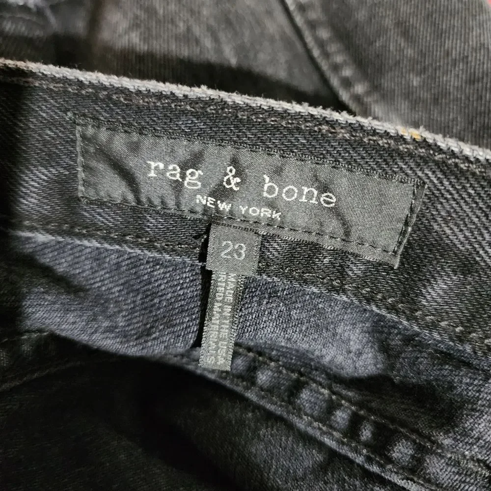 rag&bone Sz. 23 Moss Denim Mini Skirt With Distressed Hem In Asa